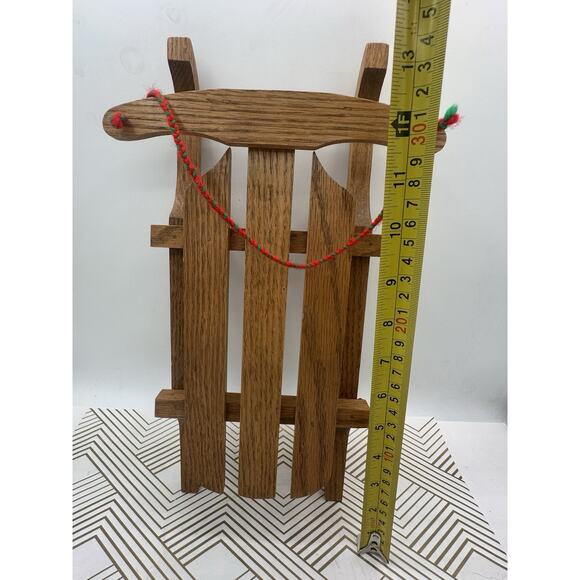 Handmade Rustic Wooden Doll Bear Childs Toy Sled Sleigh Christmas Decoration - Picture 3 of 4